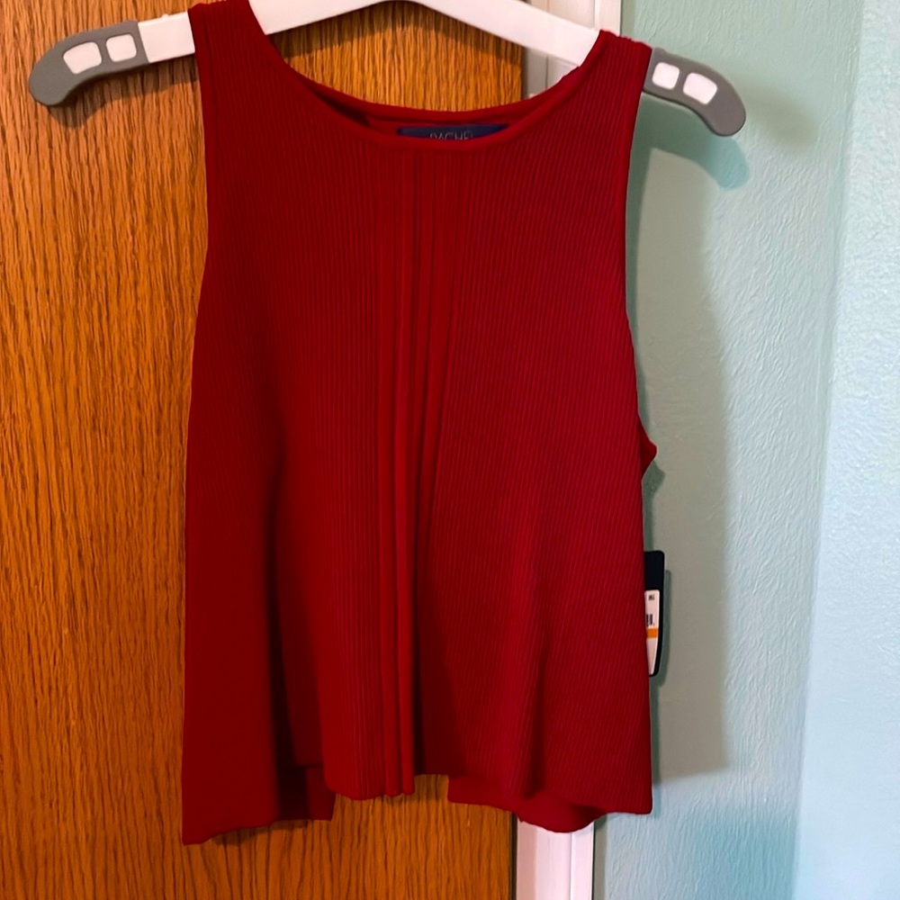 NWT Rachel Roy ruby red crop top with beautiful open back size small viscose